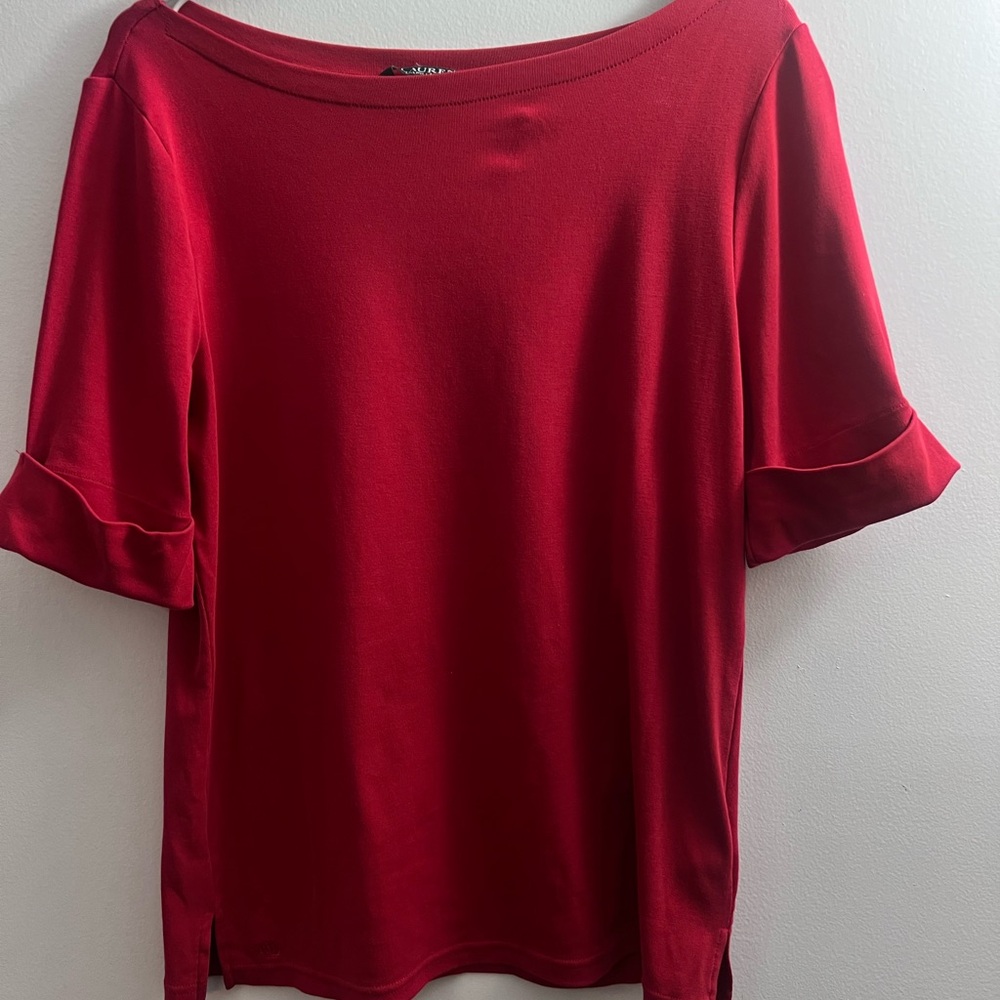 Ralph Lauren Red Boatneck Short-Sleeve Top
